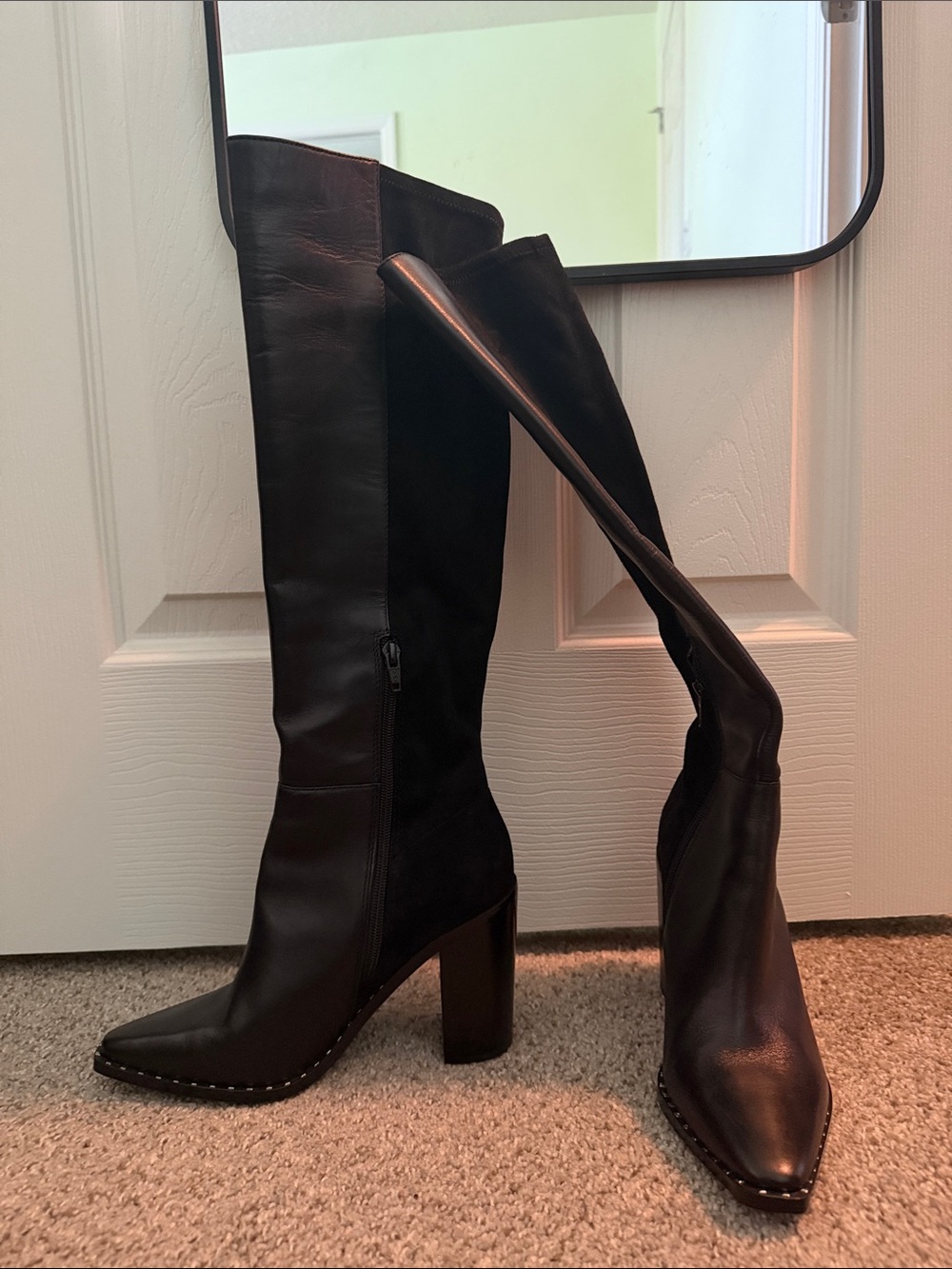 Aldo Black Over-the-Knee Block Heel Boots